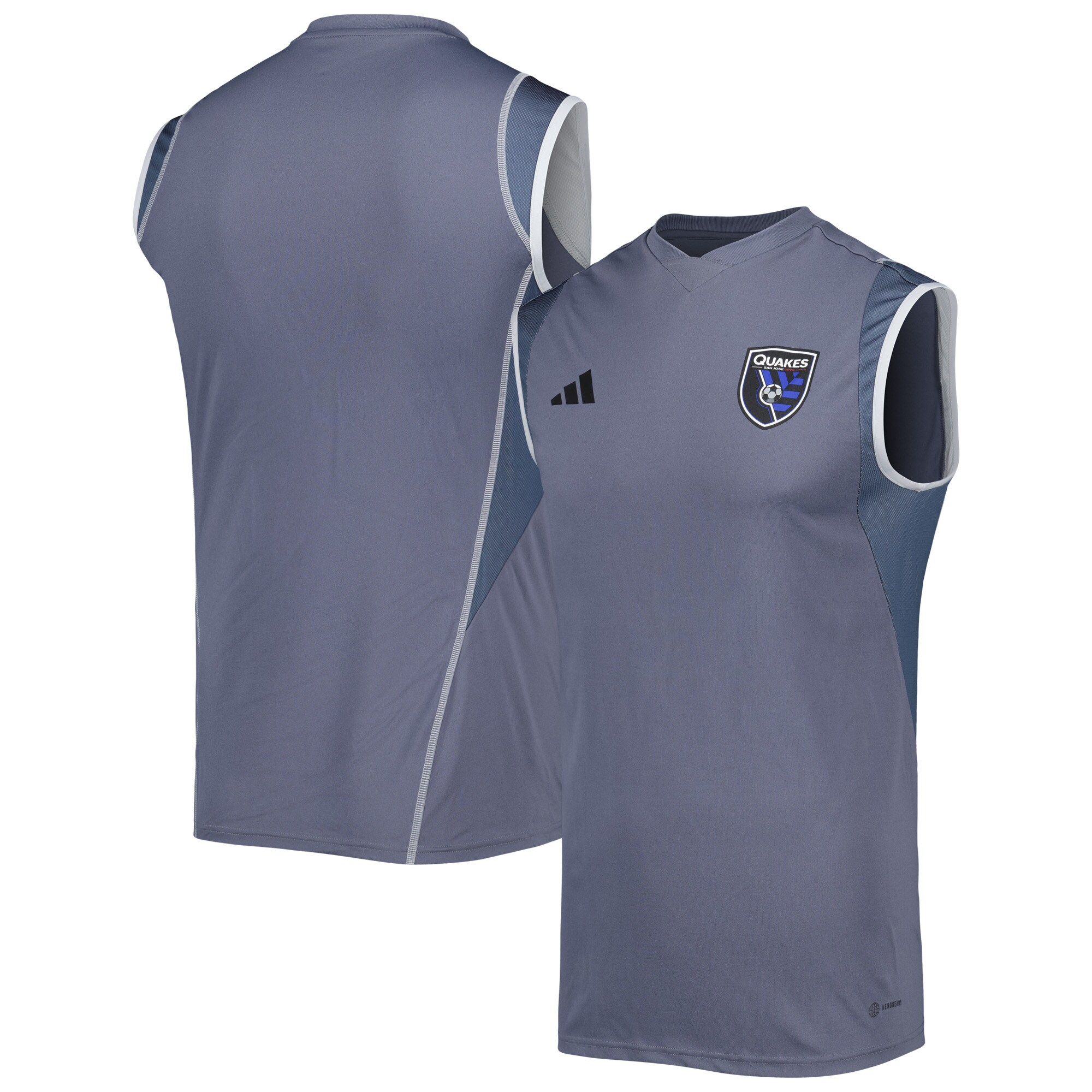 men8217s san jose earthquakes adidas gray 2023 on-field sleeveless training jersey | LA Galaxy Jerseys and Fan Gear | MLS Apparel