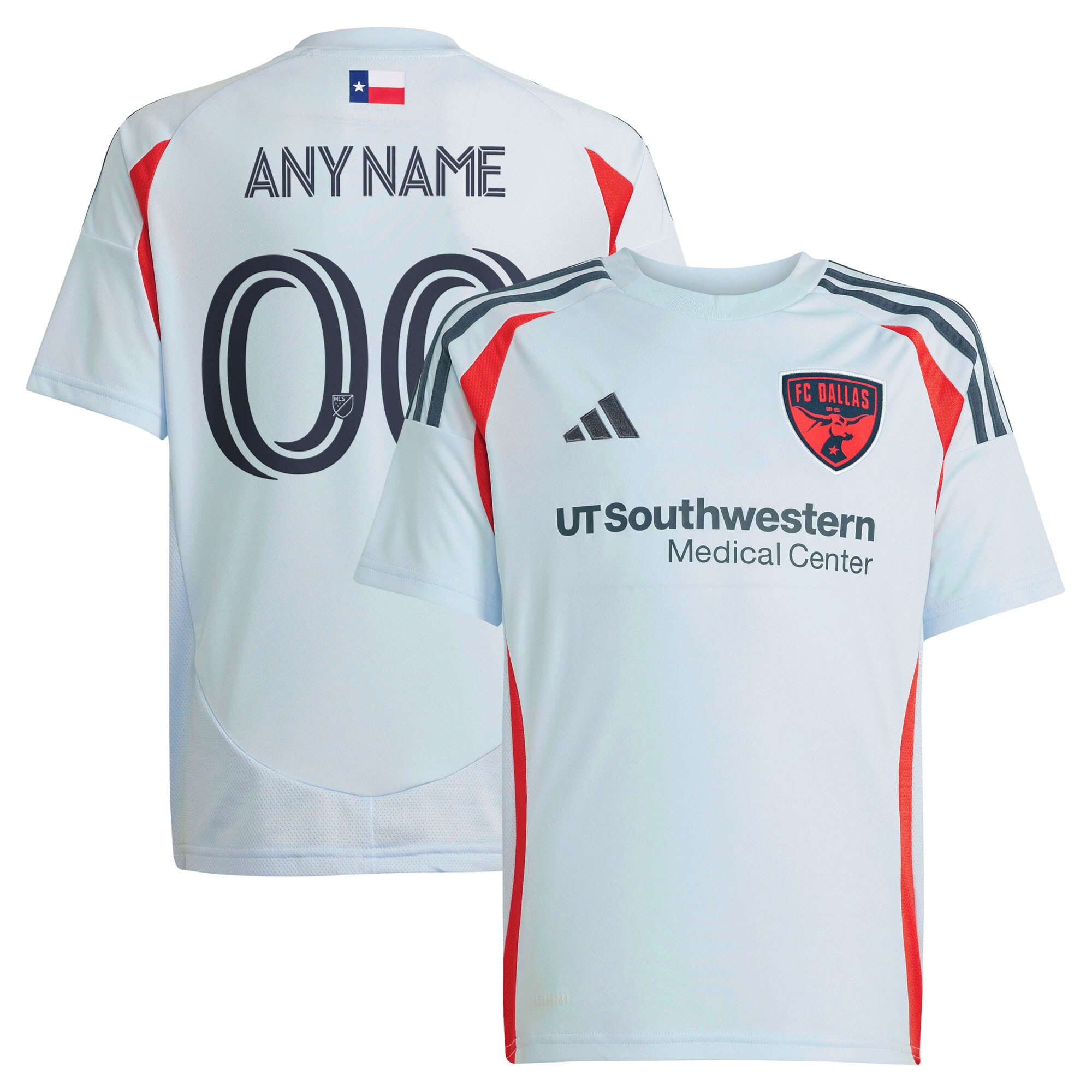 youth fc dallas adidas light blue 2025 the inferno kit replica custom jersey | LA Galaxy Jerseys and Fan Gear | MLS Apparel
