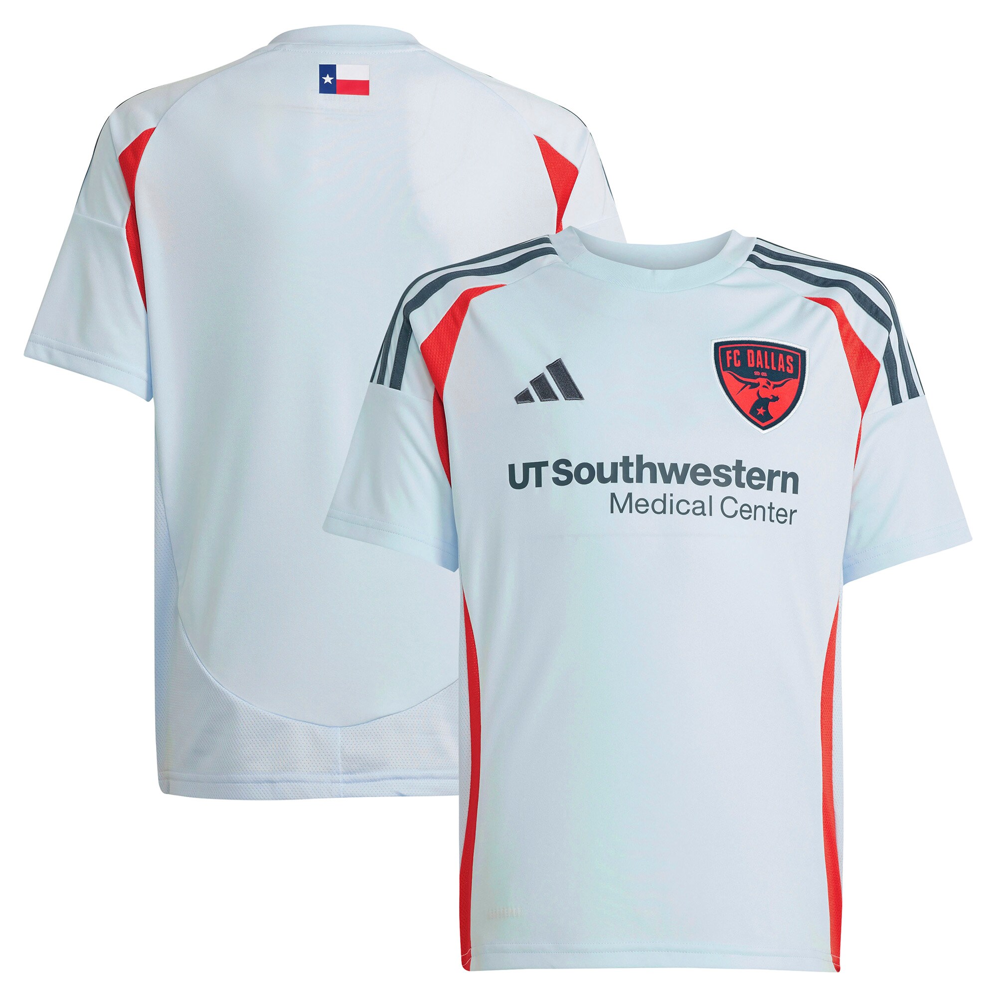 youth fc dallas adidas light blue 2025 the inferno kit replica jersey | LA Galaxy Jerseys and Fan Gear | MLS Apparel