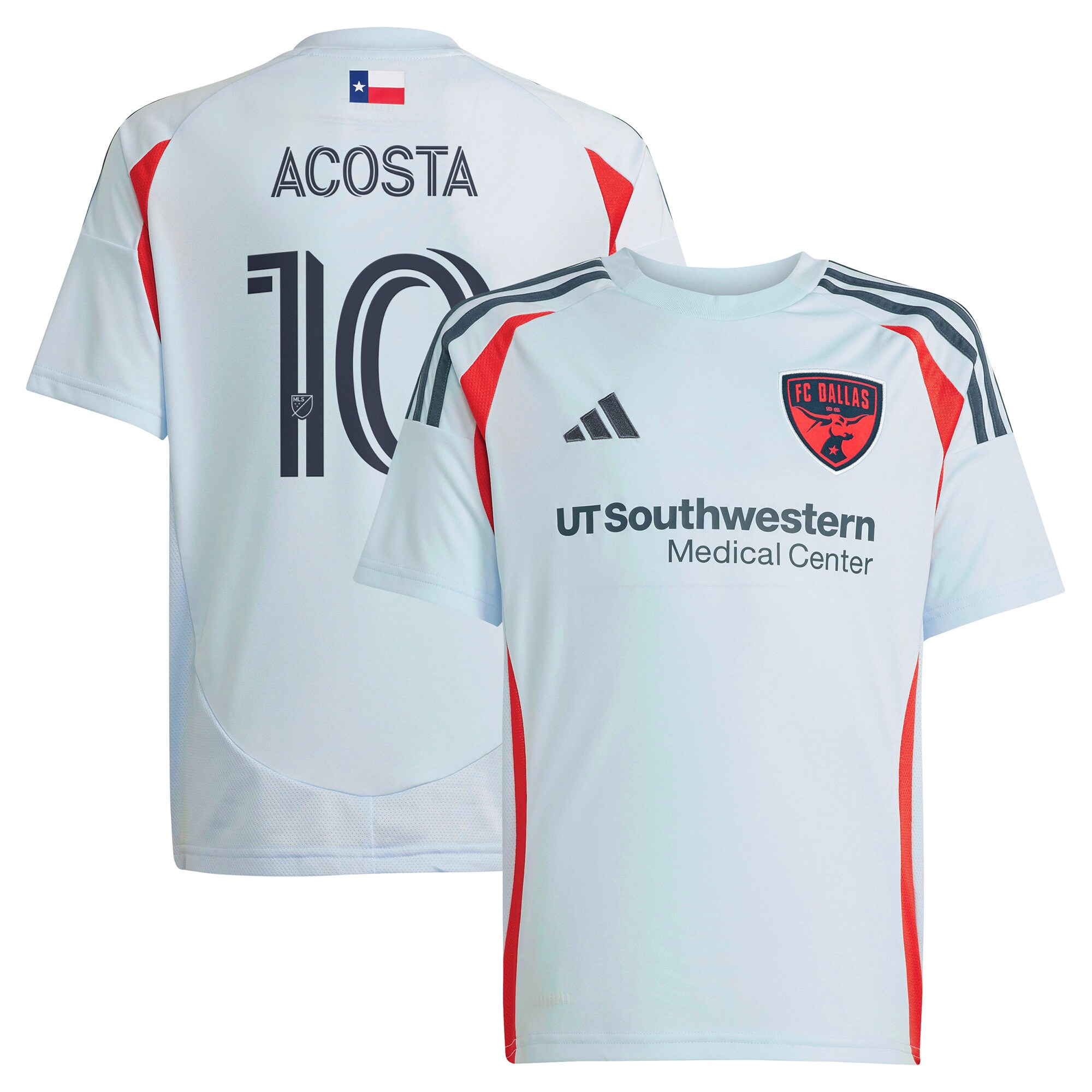 youth fc dallas luciano acosta adidas light blue 2025 the inferno kit replica player jersey | LA Galaxy Jerseys and Fan Gear | MLS Apparel