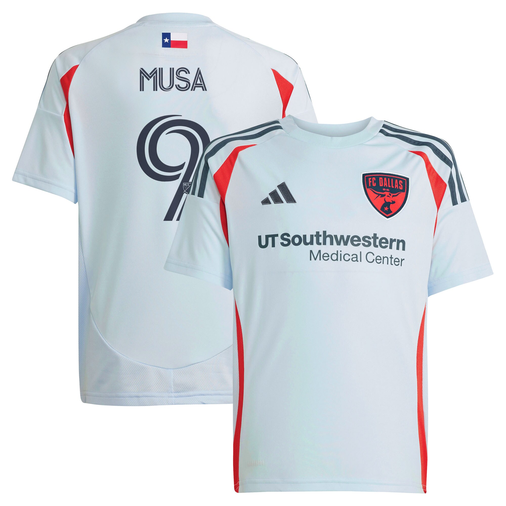 youth fc dallas petar musa adidas light blue 2025 the inferno kit replica player jersey | LA Galaxy Jerseys and Fan Gear | MLS Apparel